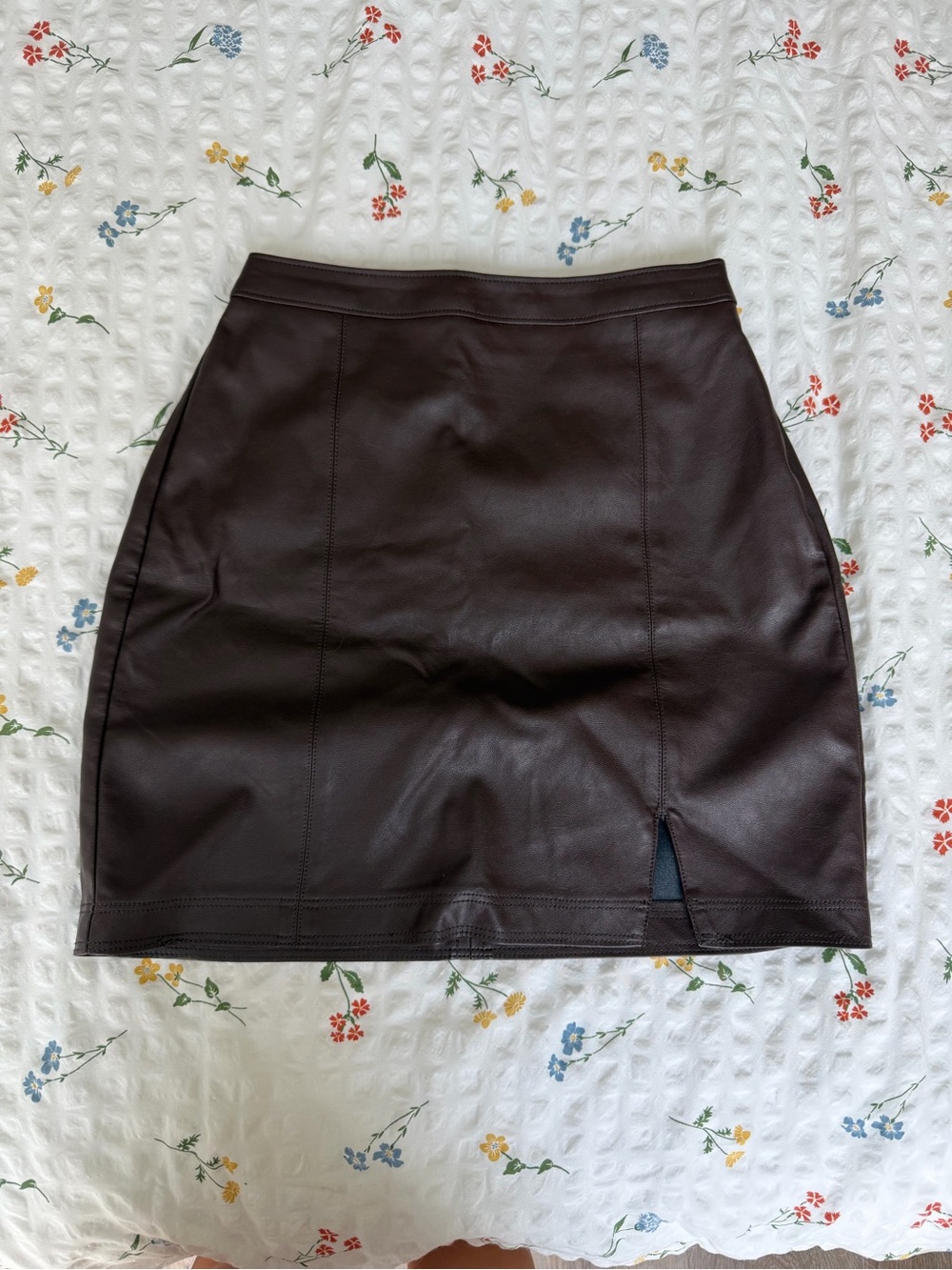 Abercrombie & Fitch Brown Faux Leather Mini Skirt